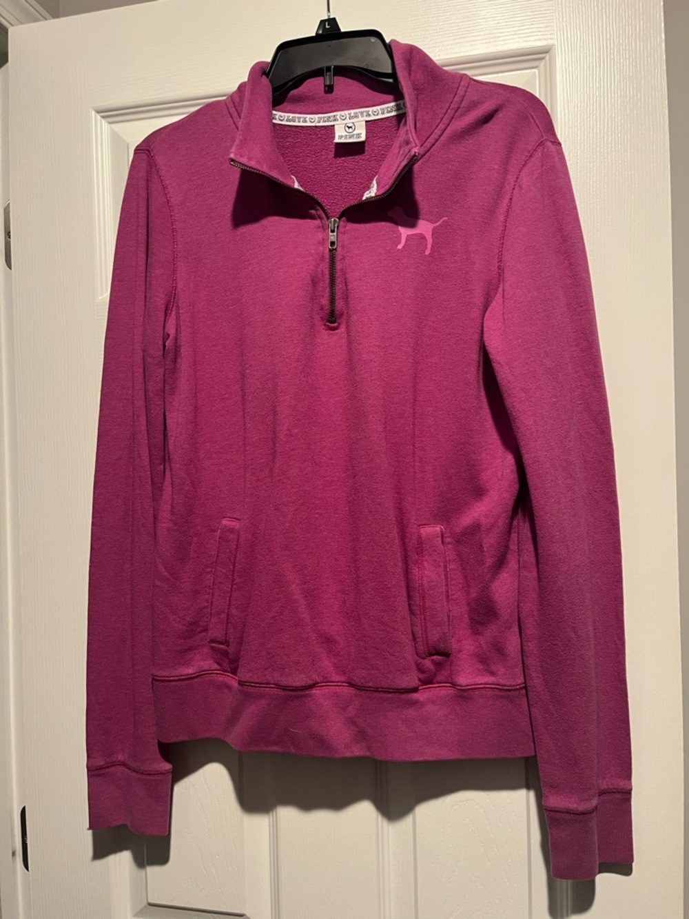 Victoria's Secret PINK Magenta Quarter-Zip Fleece Pullover